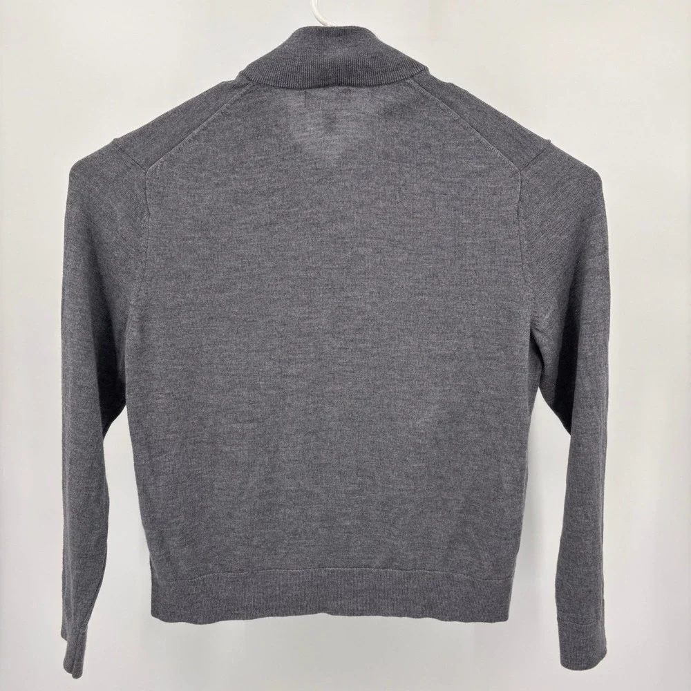 Banana Republic Sweater Mens XL Grey Excellent Italian Merino Wool Half Zip